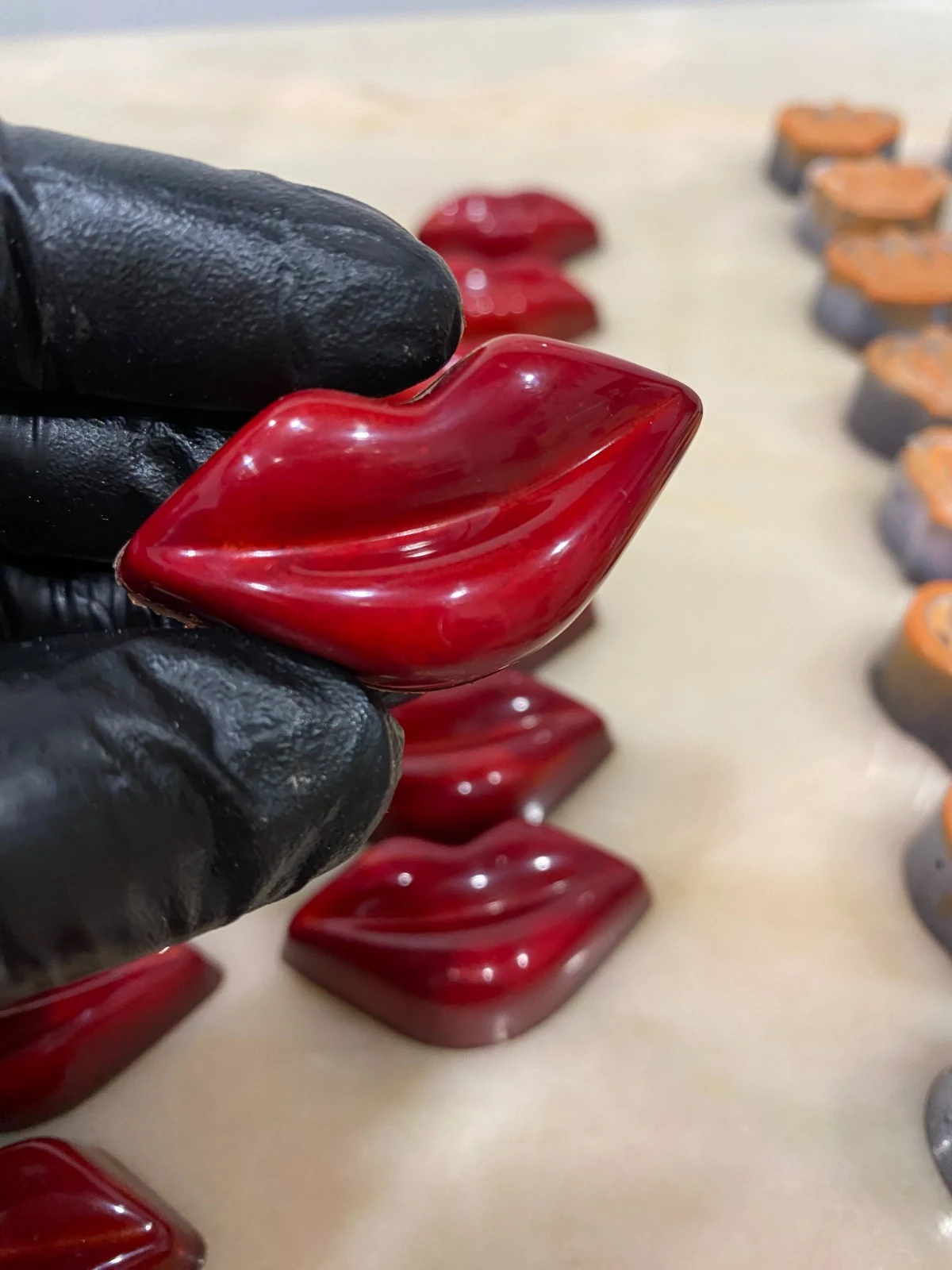 Finished glossy artisan chocolates